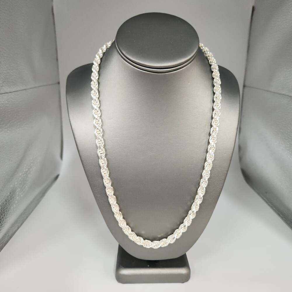 Heavy solid 925 Sterling Silver Byzantine Rope Chain Necklace 24" 7.4mm 100g